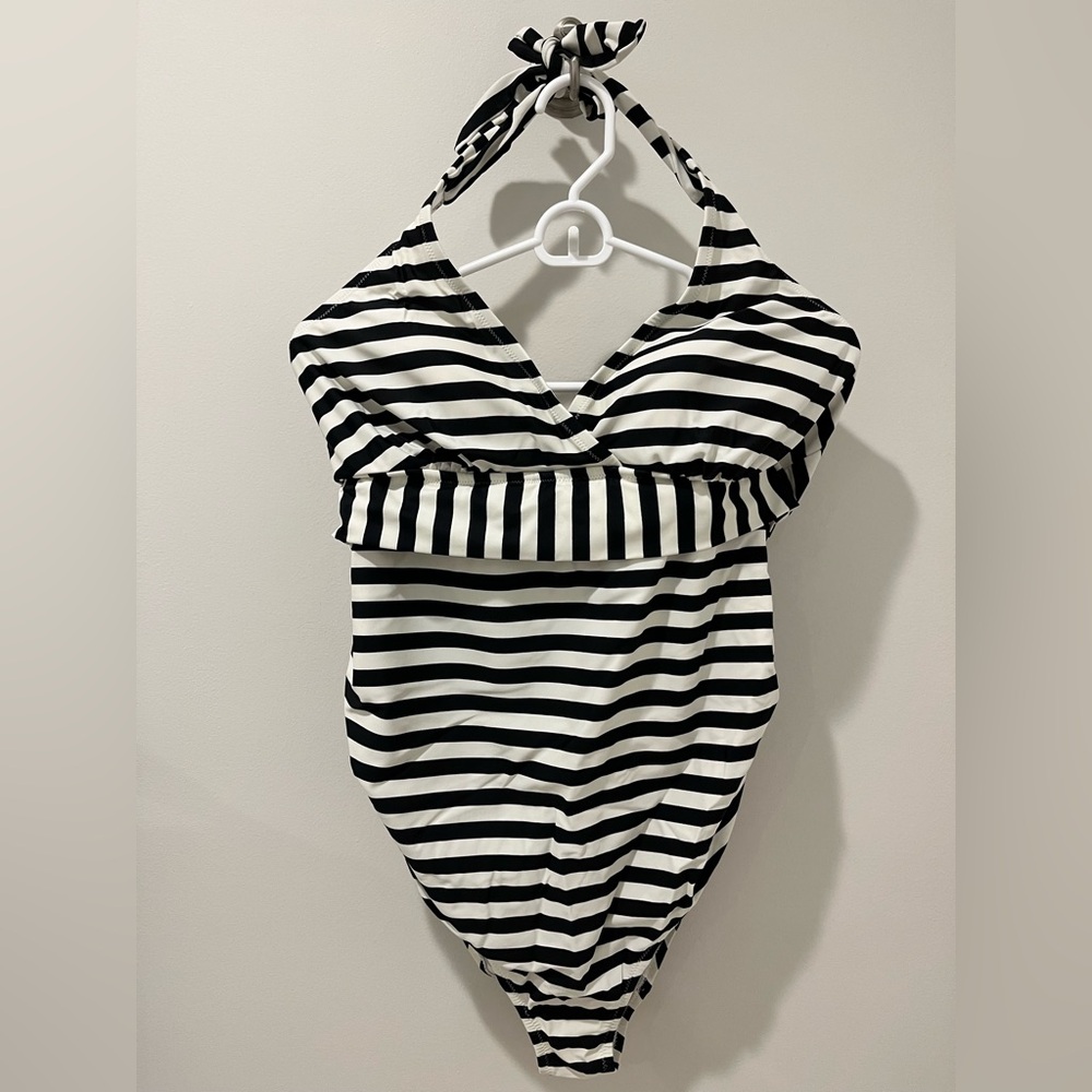 Maternity halter one-piece bathing suit